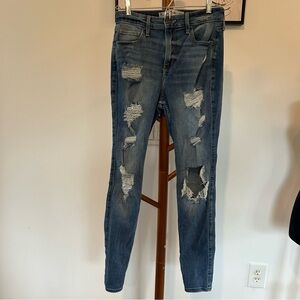 Hollister Curvy High Rise Super Skinny Distressed Jeans Size 5 Juniors